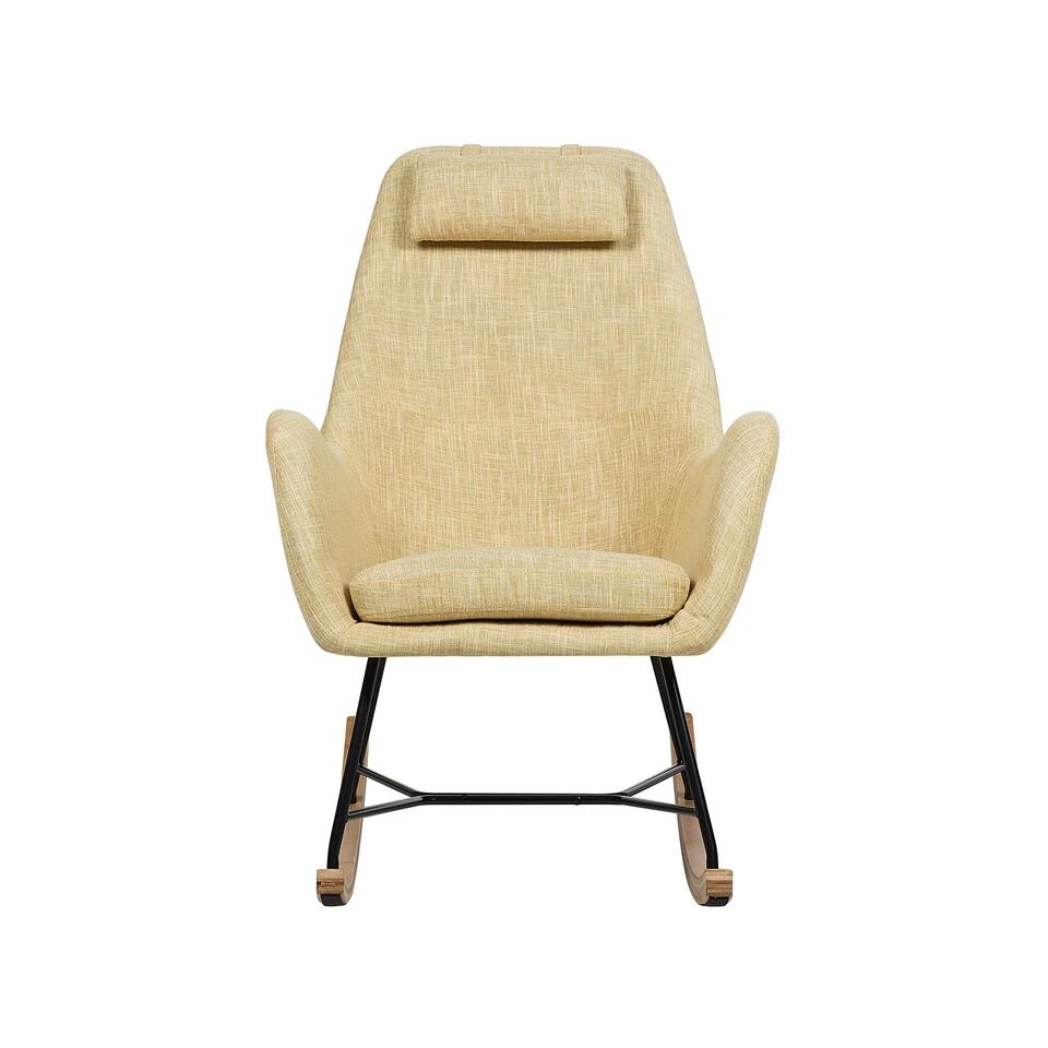 Beliani Schommelstoel ARRIE - Geel Polyester 4 Beliani Schommelstoel ARRIE - Geel Polyester - Afbeelding 4