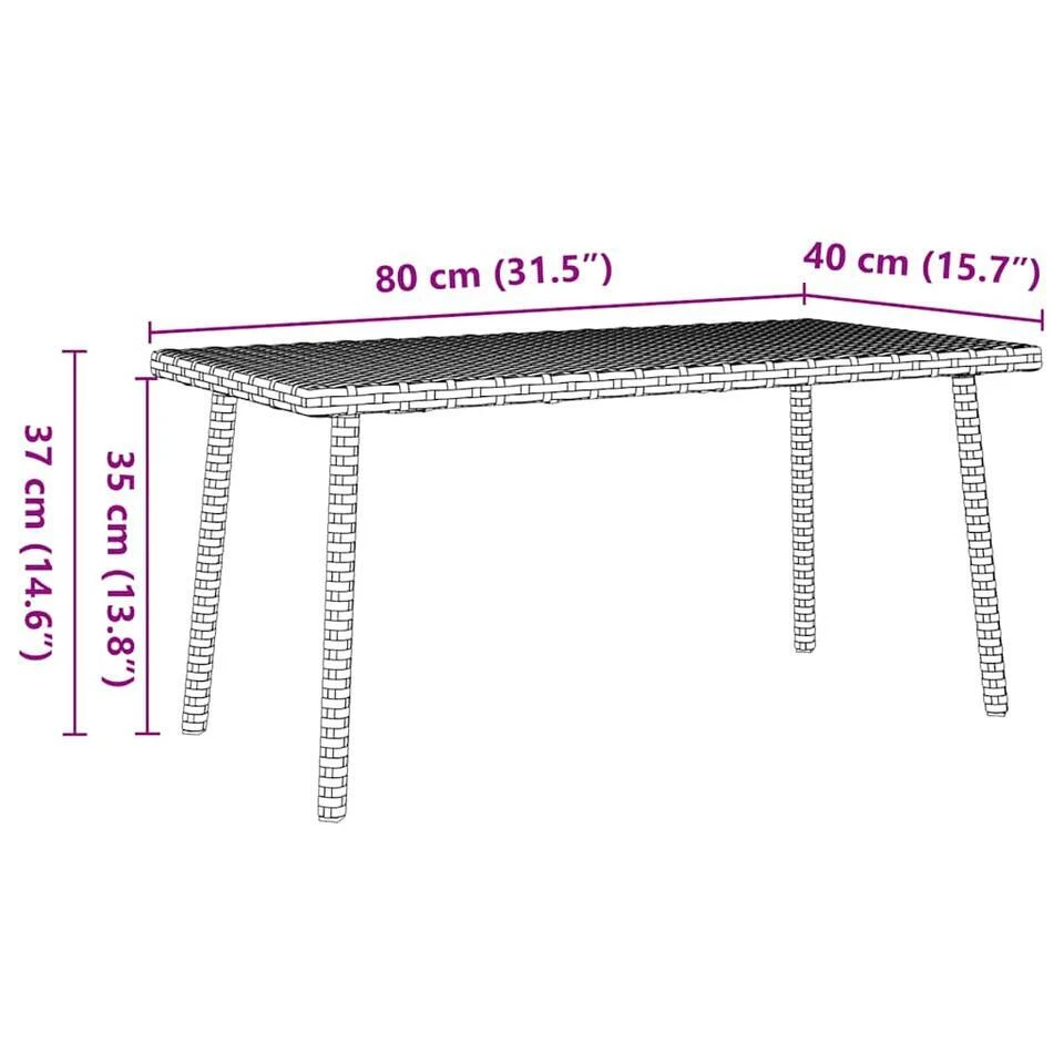 VidaXL - Tuin Salontafel - Bruin - Poly Rattan - 80 X 40 X 37 Cm 7 VidaXL - Tuin Salontafel - Bruin - Poly Rattan - 80 X 40 X 37 Cm - Afbeelding 7