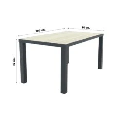 VDG Nola Tuintafel 160x90 Cm. - Antraciet/Houtlook 19 VDG Nola Tuintafel 160x90 Cm. - Antraciet/Houtlook -Beliani Winkel e8902139143844c1836a27eac0bbd353