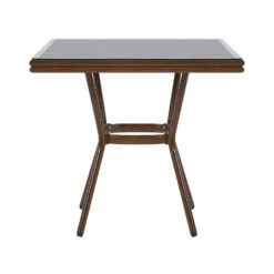 Beliani Tuintafel CASPRI - Donkere Houtkleur Aluminium -Beliani Winkel e957b2a86f454e16a1bba188c143635a