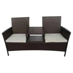 VidaXL Tuinbank 2-zits Met Tafeltje Poly Rattan Bruin -Beliani Winkel e979c04dd18f4d45962c3f42eaa1b0ee