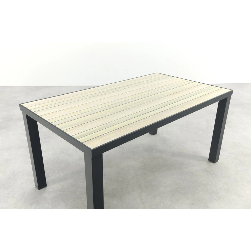 VDG Nola Tuintafel 160x90 Cm. - Antraciet/Houtlook 4 VDG Nola Tuintafel 160x90 Cm. - Antraciet/Houtlook - Afbeelding 4