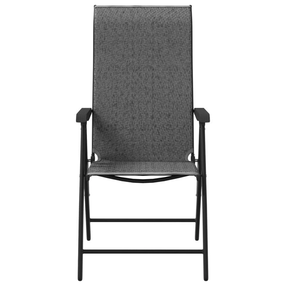VidaXL - Tuinstoelen Inklapbaar - Grijs - Poly Rattan - 2 Stuks 5 VidaXL - Tuinstoelen Inklapbaar - Grijs - Poly Rattan - 2 Stuks - Afbeelding 5