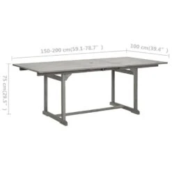 VidaXL - Tuintafel - Grijs - Massief Acaciahout - (150-200)x100x75 Cm -Beliani Winkel ebcd45421b7d4f50966e3146f0d1cda3