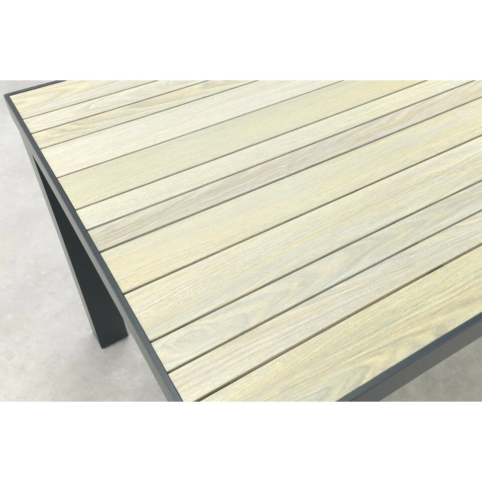 VDG Nola Tuintafel 160x90 Cm. - Antraciet/Houtlook 7 VDG Nola Tuintafel 160x90 Cm. - Antraciet/Houtlook - Afbeelding 7