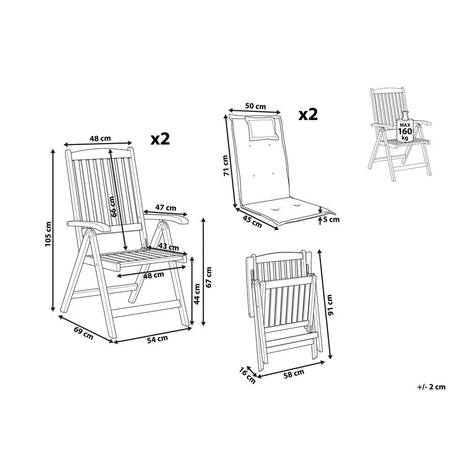 AMANTEA - Tuinstoel Set Van 2 - Donkerbruin - Acaciahout 3 AMANTEA - Tuinstoel Set Van 2 - Donkerbruin - Acaciahout - Afbeelding 3