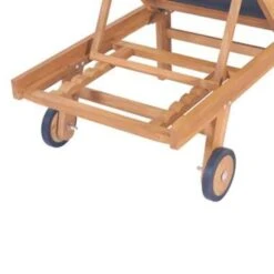 VidaXL Ligbed Inklapbaar Met Wielen Massief Teakhout En Textileen -Beliani Winkel ef16ede96b474caaae28ac5b7a5ce01d