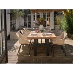 Hartman Heron Dining Tuintafel 240x100 Cm. - Zwart/Teak -Beliani Winkel f09955ddcaf94d50bc21251c7e88397e
