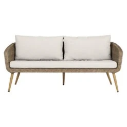 Lisomme Fien Rotan Tuinbank Zand - Met Zitkussens -Beliani Winkel f2c4b45793fd47e5be2228bd1b6b806f