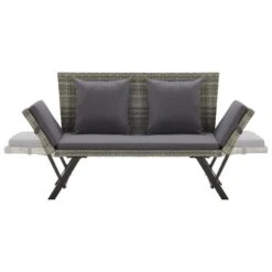 VidaXL - Tuinbank 2-in-1 - Grijs - Poly Rattan -176 Cm - Met Kussens -Beliani Winkel f52bb16451124642972fcd4b2405ddbb