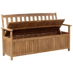 SOVANA - Tuinbank Met Opbergruimte - Lichthout/Taupe - Acaciahout -Beliani Winkel f8437b17b6fd40a18381d647cbd087a8 1