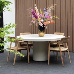 Tuintafel Rond 150cm - Beige Eco Composiet - Betonlook - Eden -Beliani Winkel f986fb945d224ef0a101b4996757f40c
