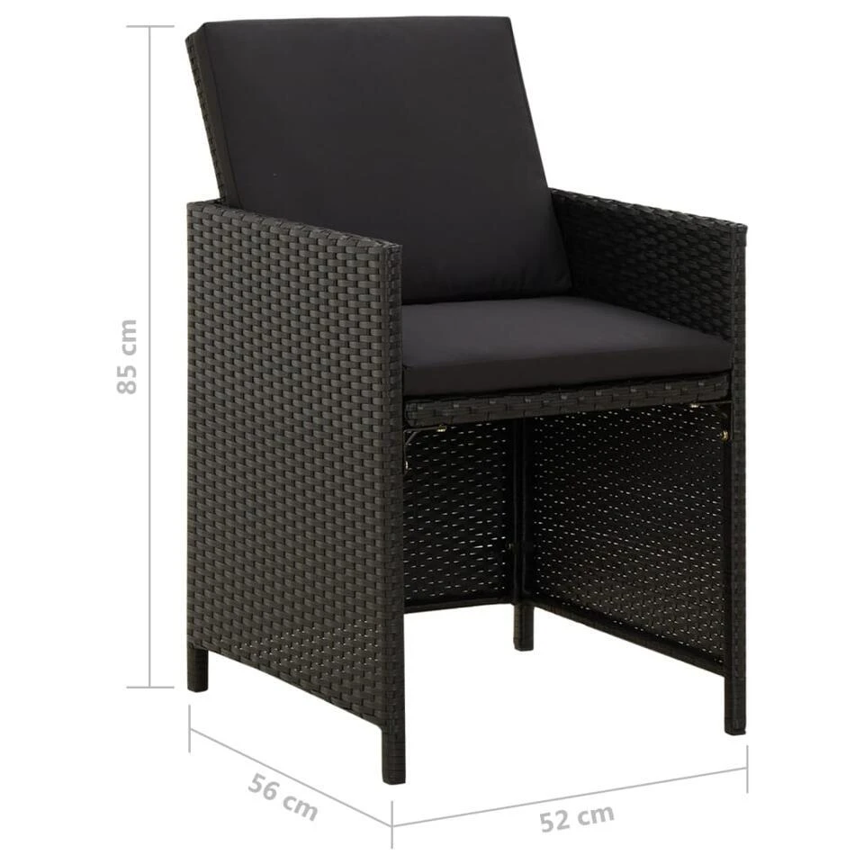 VidaXL - Buitenstoel - Zwart - Poly Rattan - 4 Stuks 8 VidaXL - Buitenstoel - Zwart - Poly Rattan - 4 Stuks - Afbeelding 8