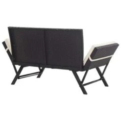 VidaXL Tuinbank Met Kussens 176 Cm Poly Rattan Zwart -Beliani Winkel faef1c7b597c488390eb10e316127a41