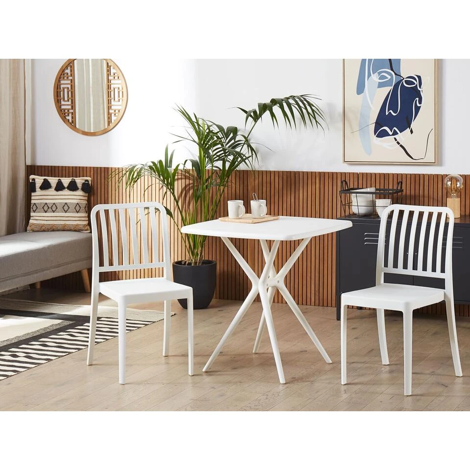 Beliani Tuinstoel SERSALE - Wit Synthetisch Materiaal 4 Beliani Tuinstoel SERSALE - Wit Synthetisch Materiaal - Afbeelding 4