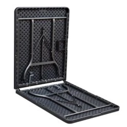 ERRO Vouwtafel - Wickerlook - 180x74cm - Zwart -Beliani Winkel fce04a64f9c841edb370530e54f48150