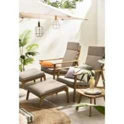 Lounge Fauteuil Jura - Acacia/grijs -Beliani Winkel sf 50103030 9050