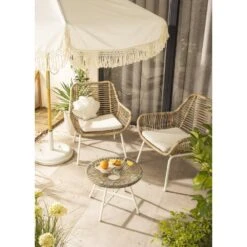 Loungestoel Grand - Wicker Naturel - 78x73x71 Cm -Beliani Winkel sf 50105269