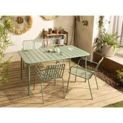 Tuintafel Vence - Metaal Lichtgroen - 72x150x90 Cm -Beliani Winkel sf 50155185