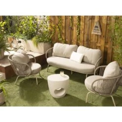 Tuinbijzettafel Corfu - Zand - 46x50x40 Cm 9 Tuinbijzettafel Corfu - Zand - 46x50x40 Cm -Beliani Winkel sf 50155605