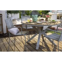 Tuintafel Perpignan - Zand - 76xØ120 Cm -Beliani Winkel sf 50156101 02