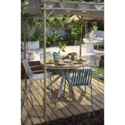 Tuintafel Perpignan - Zand - 76xØ120 Cm -Beliani Winkel sf 50156101