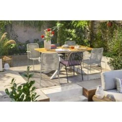 Tuintafel Perpignan - Zand/metaal - 75x160x90 Cm 16 Tuintafel Perpignan - Zand/metaal - 75x160x90 Cm -Beliani Winkel sf 50156105 02